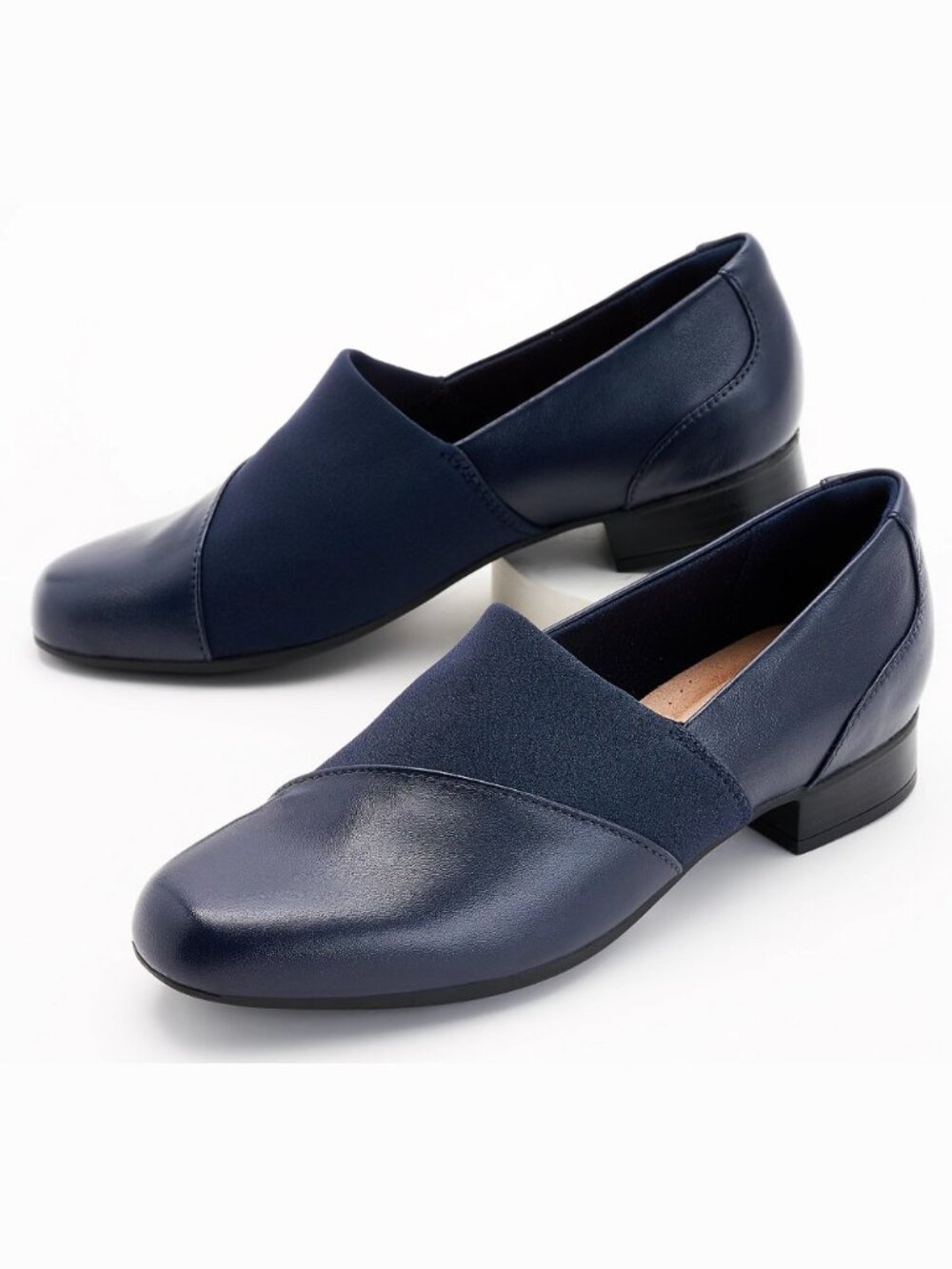 Clarks Juliet Gem Slip-On Comfort Loafers Navy Blue Leather sz 7 1/2